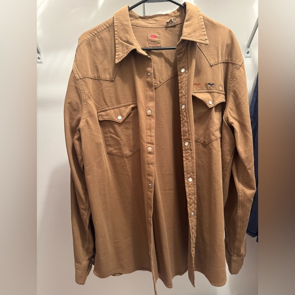 Levi’s Pearl Snap Button Down Western Shirt Fly Fishing Size XL - Picture 1 of 8